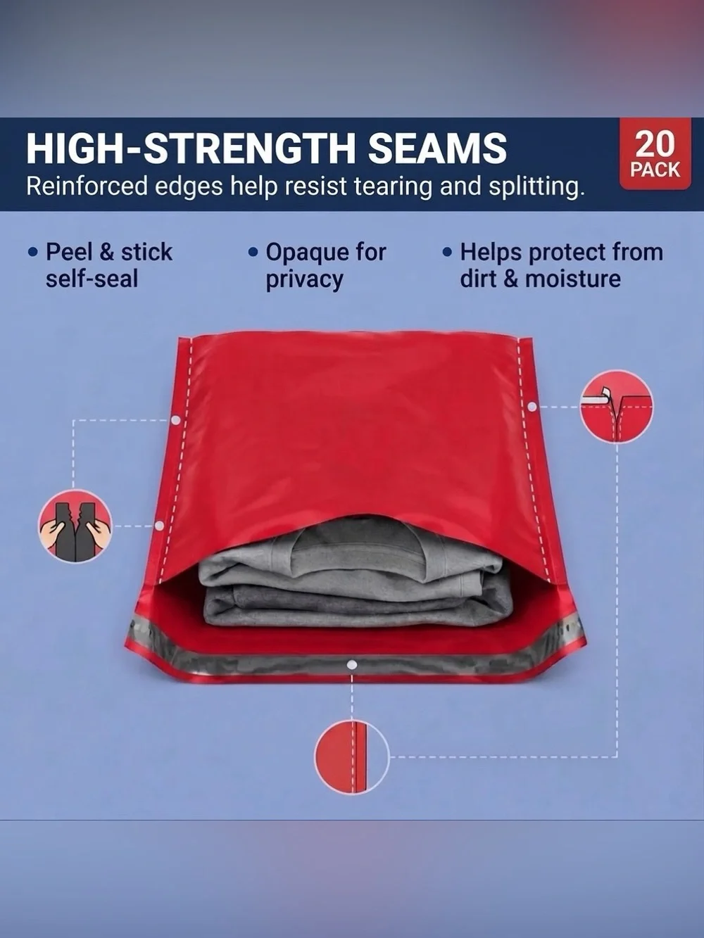 20 Pack 14.5”x19” Poly Mailers